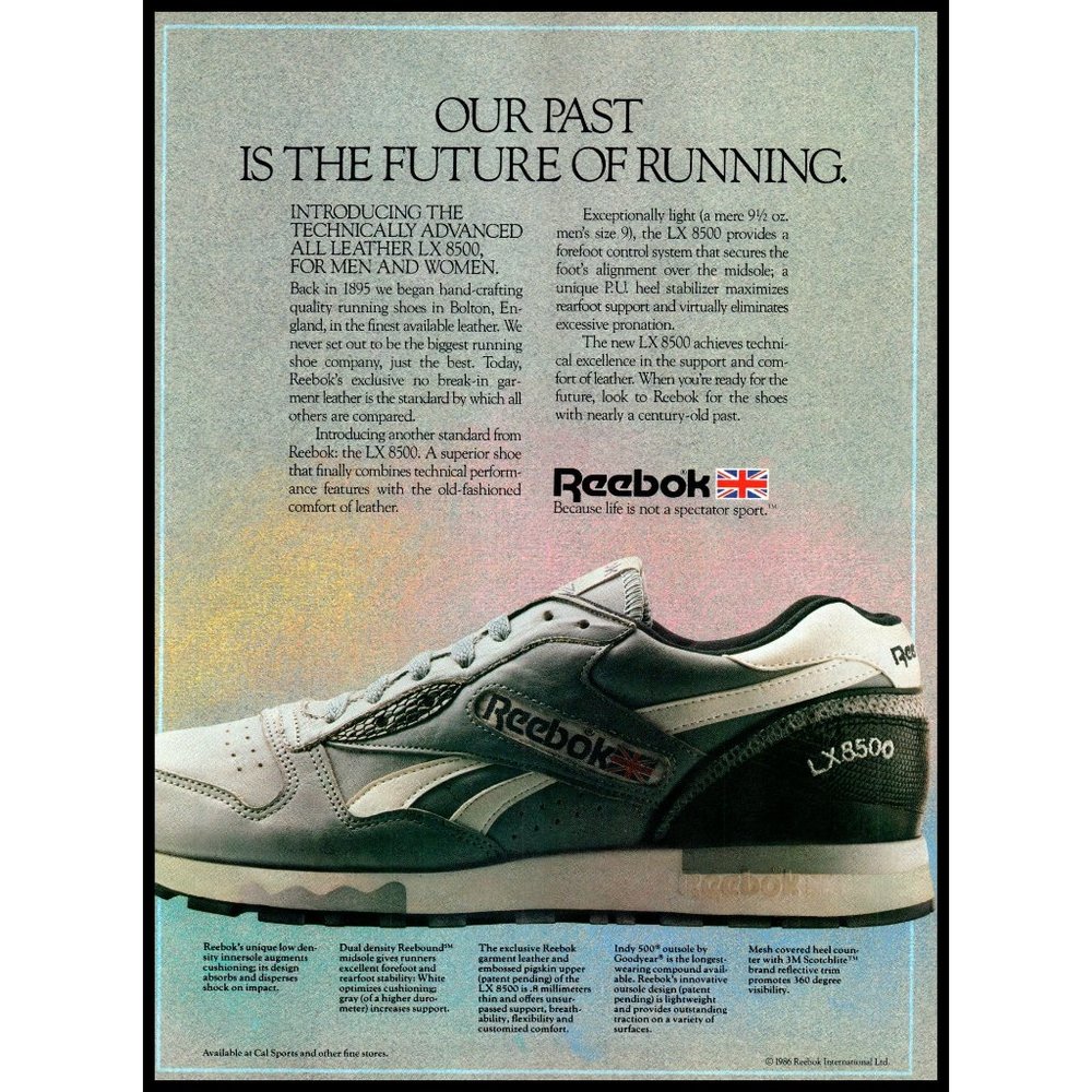 1986 Reebok LX8500 Running Athletic Shoe Vintage Print Ad Classic Sneaker Photo